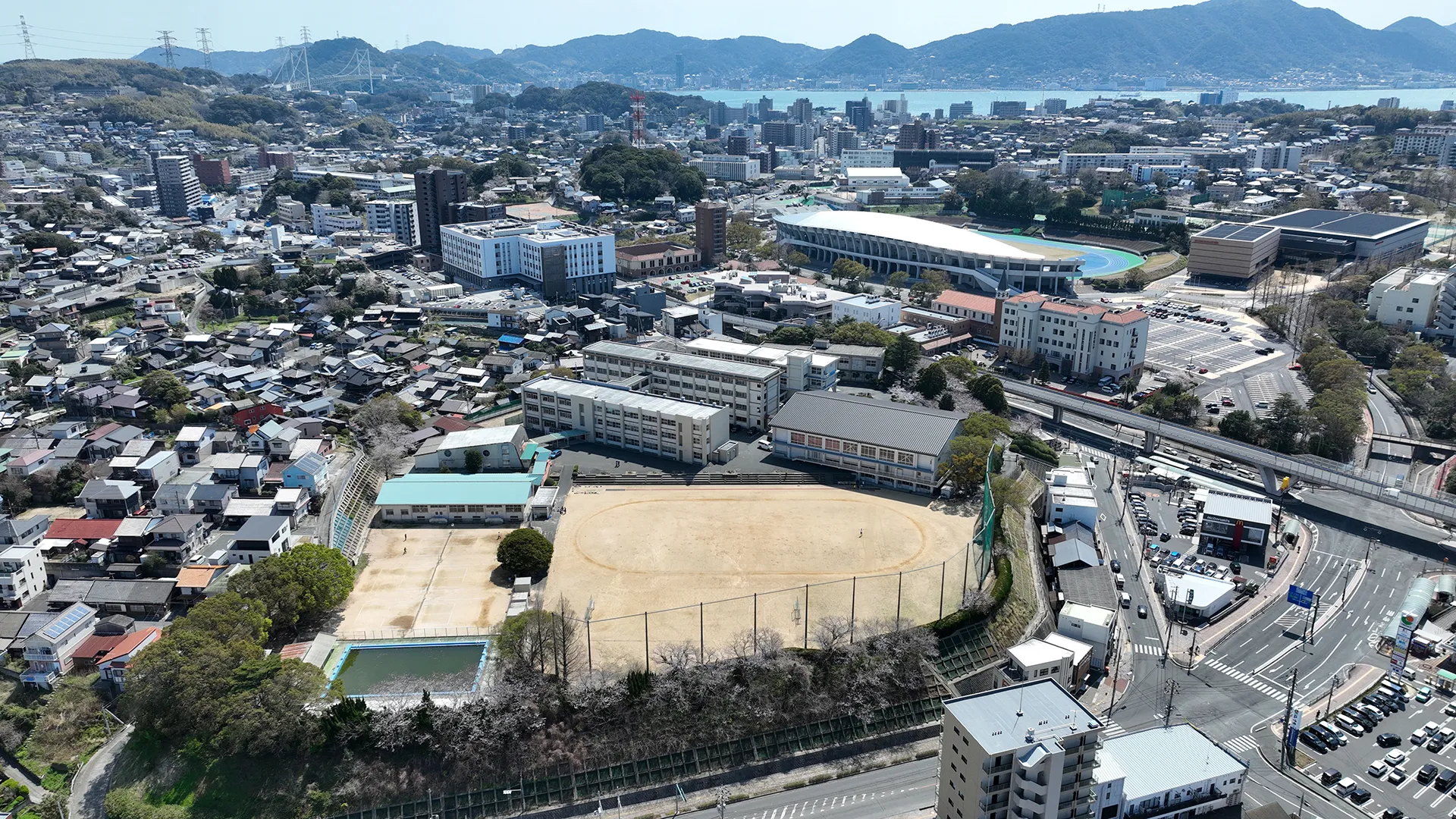 山口県立下関南高等学校 航空写真